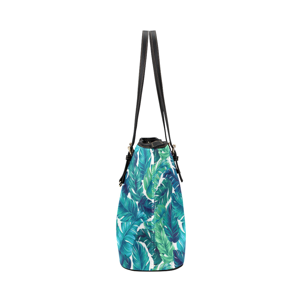 Brightness Tropical Palm Leaves Leather Tote Bag