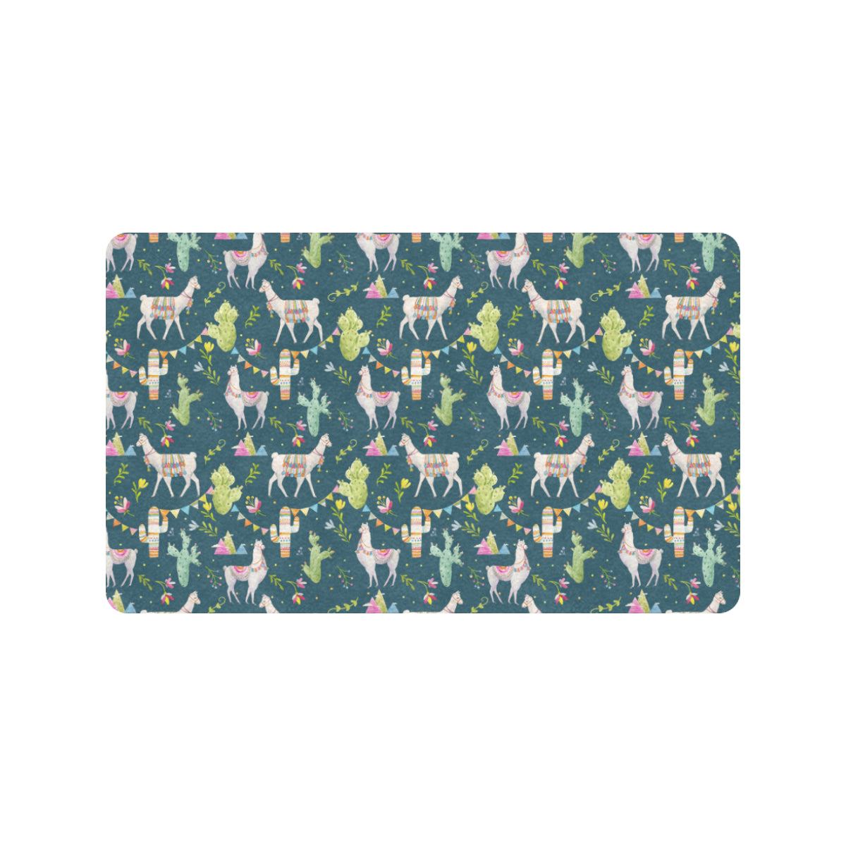 Llama with Cactus Design Print Rubber Doormat