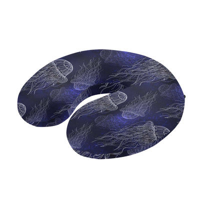 Jellyfish Pattern Print Design 02 U-Shaped Travel Neck Pillow
