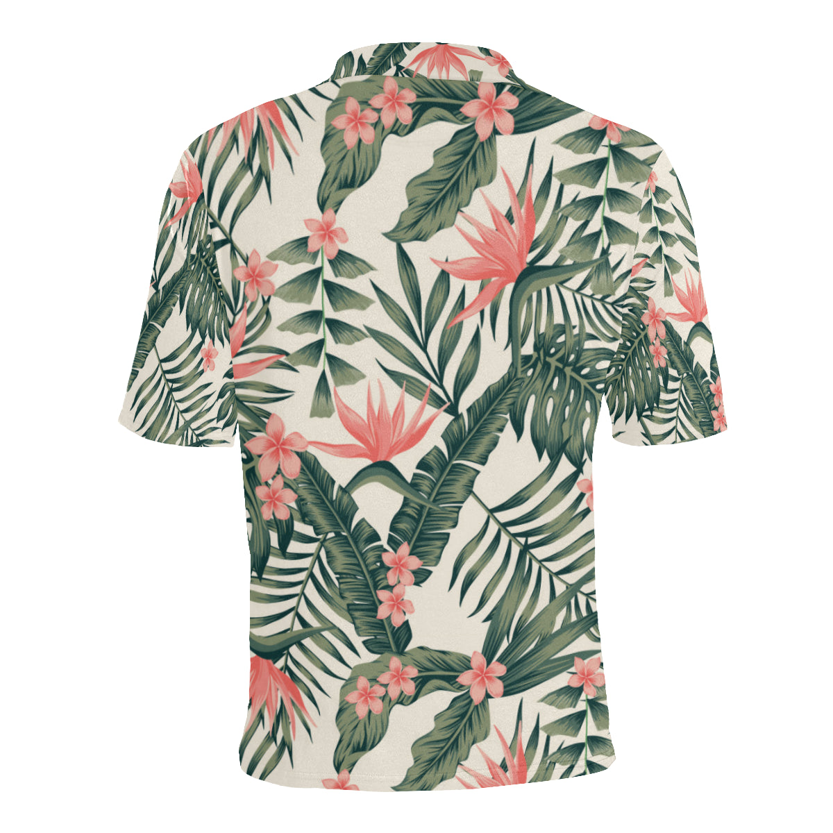 Tropical Flower Palm Leaves Men Polo Shirt