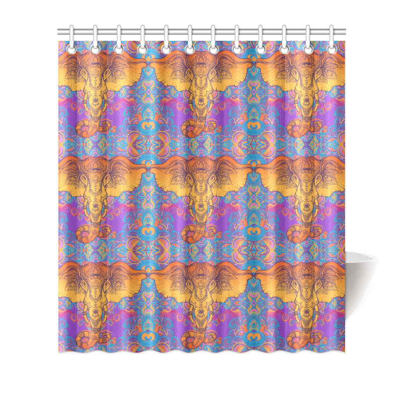 Gold Elephant Indian Shower Curtain