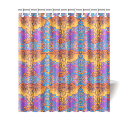 Gold Elephant Indian Shower Curtain