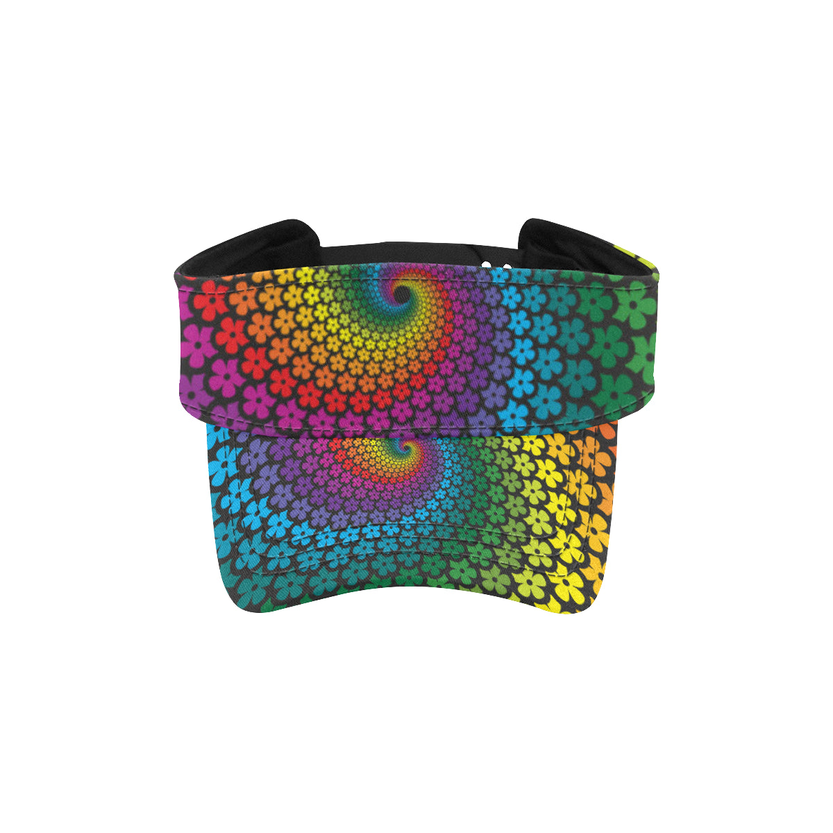 Flower Power Rainbow Spiral Print Unisex Sun Visor