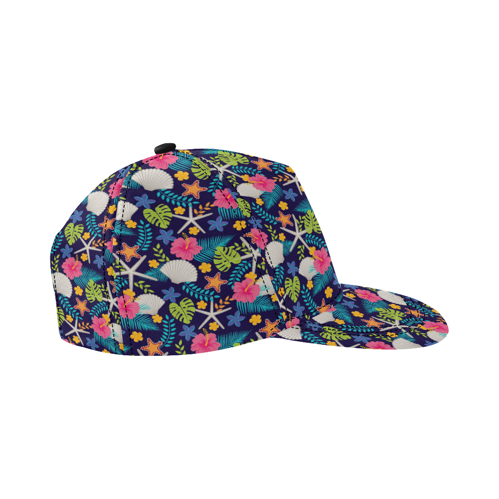 Beach Seashell Floral Theme Snapback Cap