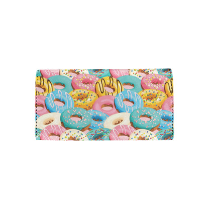 Donut Pattern Print Design DN01 Women's Trifold Wallet