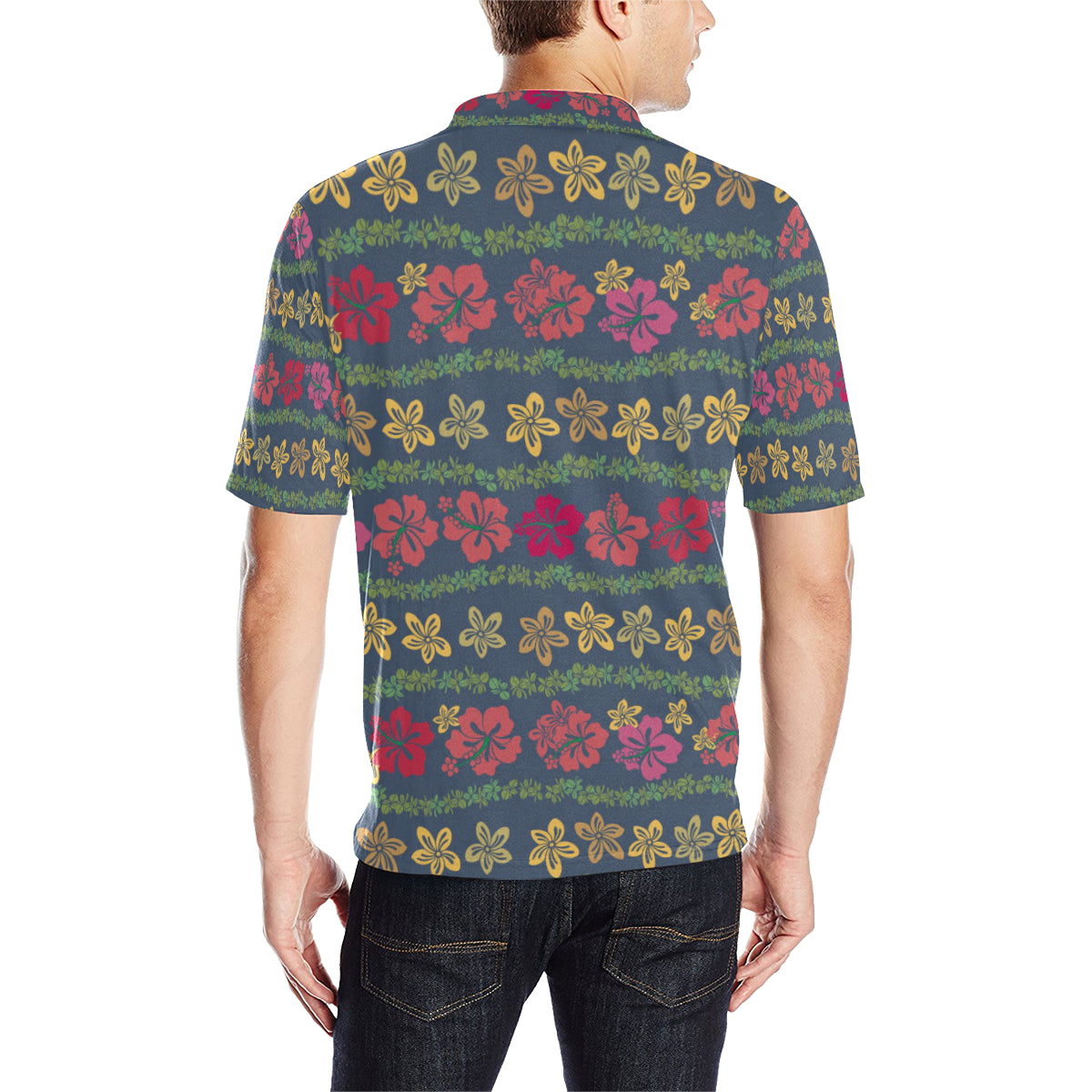 Hawaiian Themed Pattern Print Design H018 Men Polo Shirt