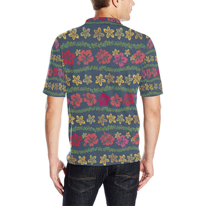Hawaiian Themed Pattern Print Design H018 Men Polo Shirt
