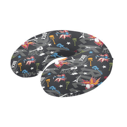 Rock and Roll Pattern Print Design A01 U-Shaped Travel Neck Pillow