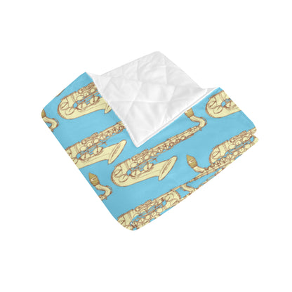 Saxophone Pattern Print Design 03 Premium Quilt