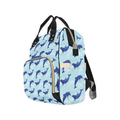 Dolphin Heart Pattern Diaper Bag Backpack