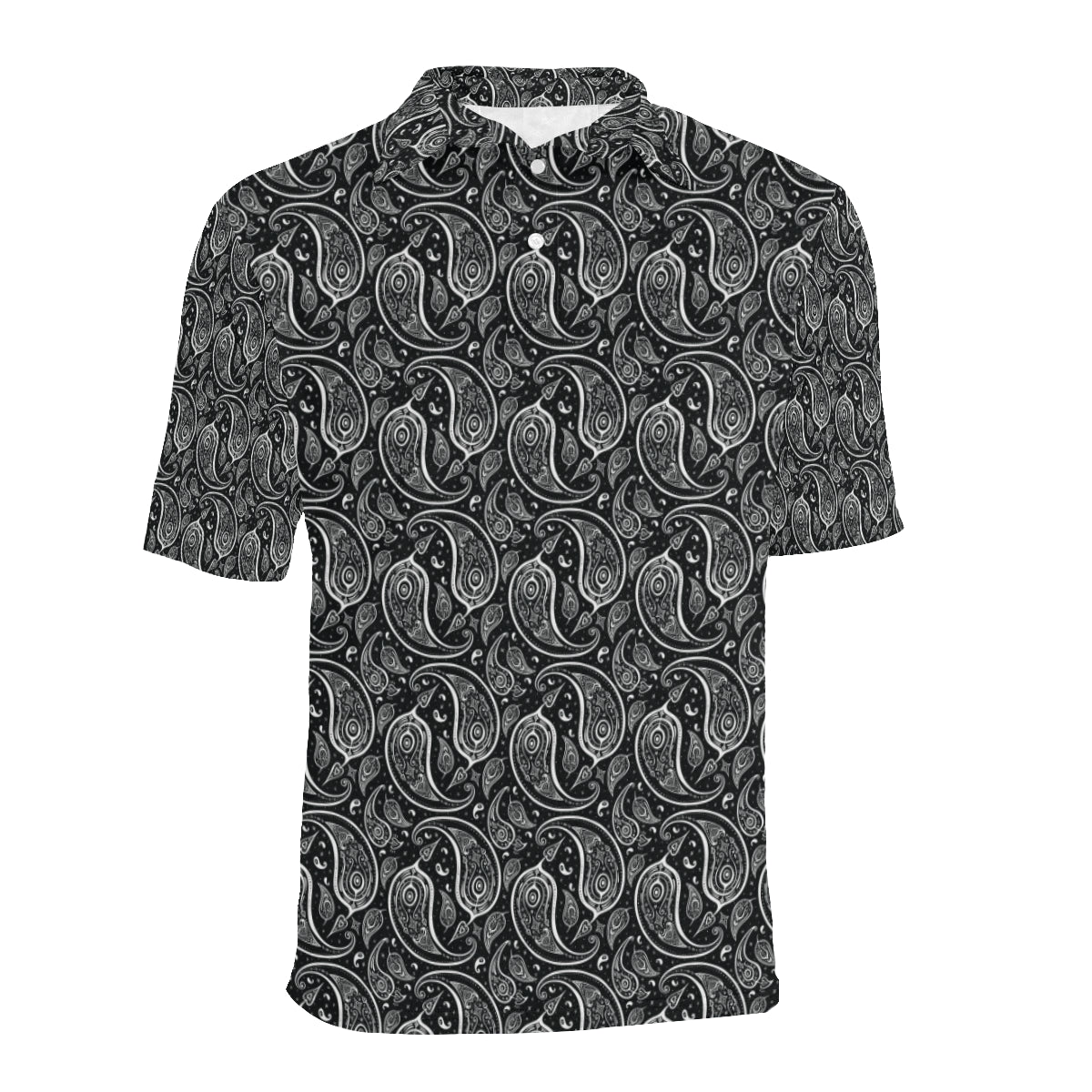 Paisley Black Design Print Men Polo Shirt