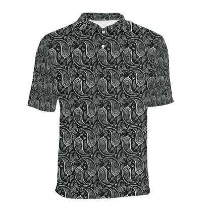 Paisley Black Design Print Men Polo Shirt