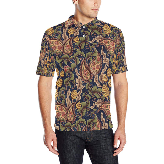 Floral Vintage Classic Print Men Polo Shirt