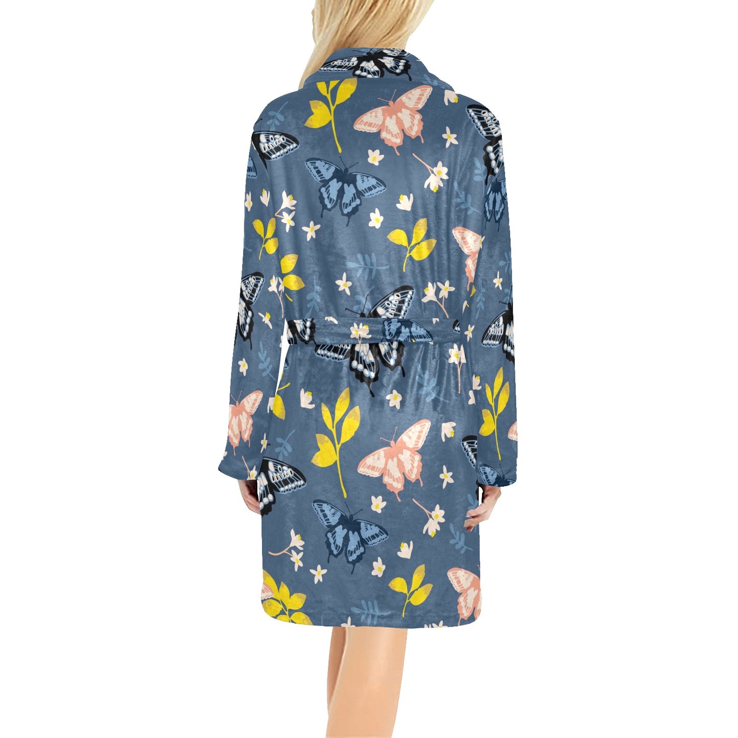 Monarch Butterfly Pattern Print Design 02 Women's Fleece Robe