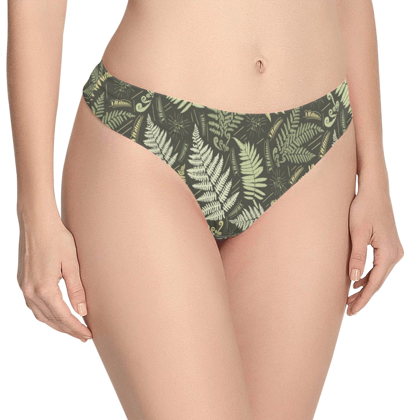 Fern Leave Green Print Pattern Women's Thongs