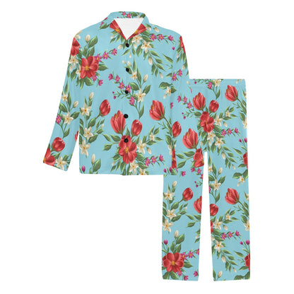 Summer Floral Pattern Print Design SF011 Men's Long Pajama Set