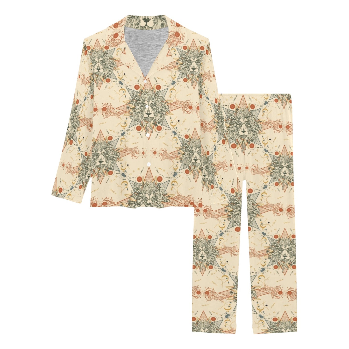Leo Pattern Print Design 02 Women's Long Pajama Set