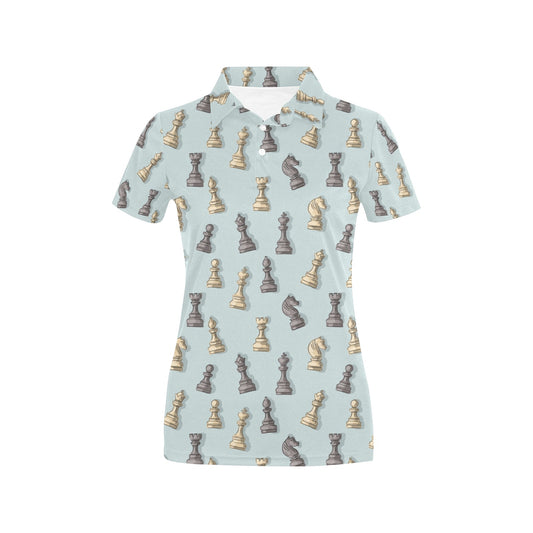 Chess Pattern Print Design 02 Women's Polo Shirt