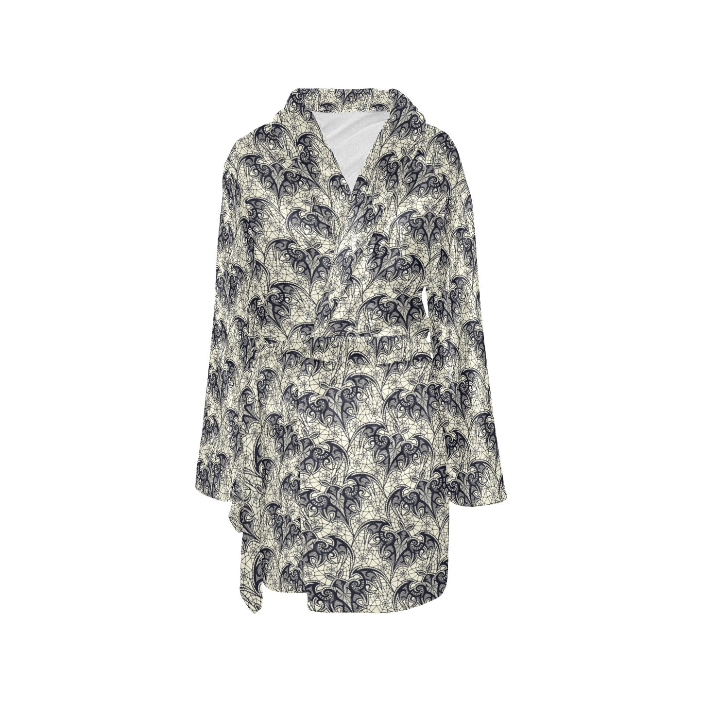 Bat Tribal Pattern Print Design 06 Women's Fleece Robe