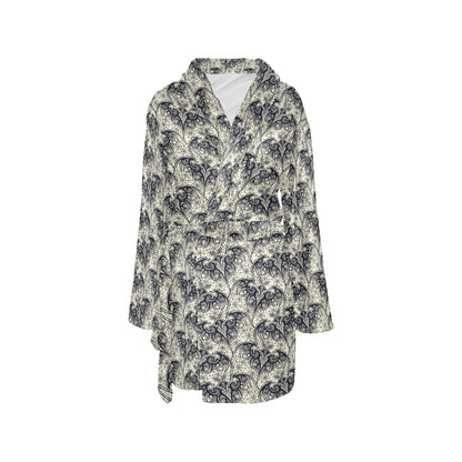 Bat Tribal Pattern Print Design 06 Women's Fleece Robe