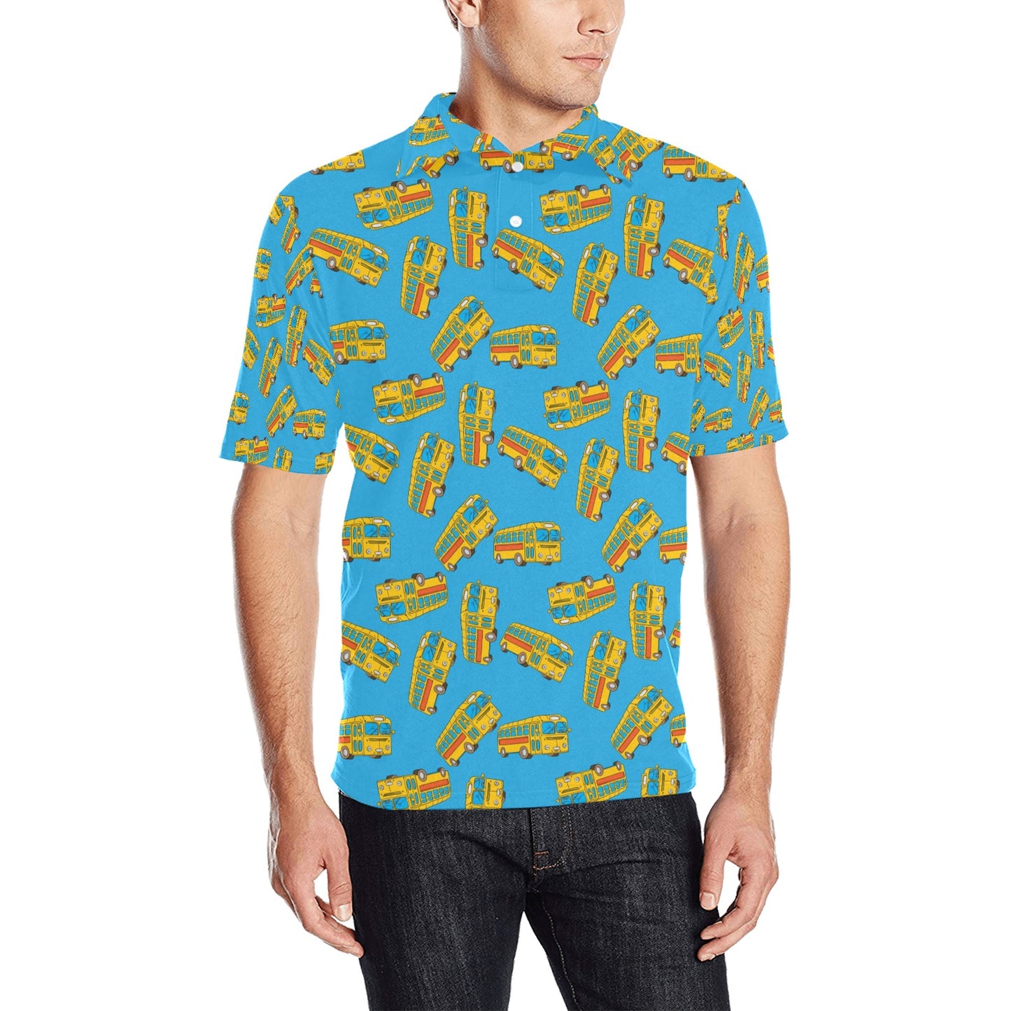 School Bus Print Design LKS302 Men Polo Shirt