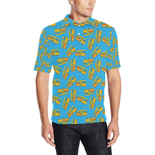 School Bus Print Design LKS302 Men Polo Shirt