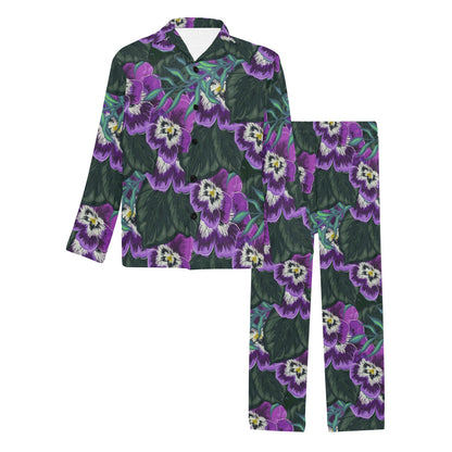 Pansy Pattern Print Design PS07 Men's Long Pajama Set