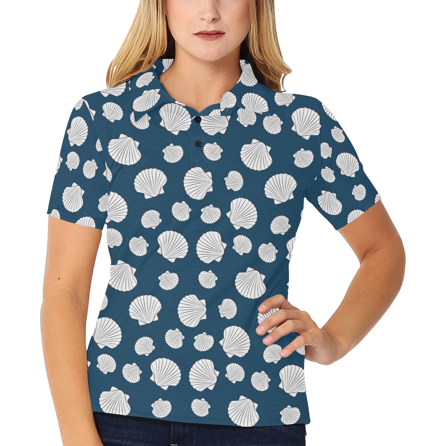 Seashell Print Design LKS3012 Women's Polo Shirt
