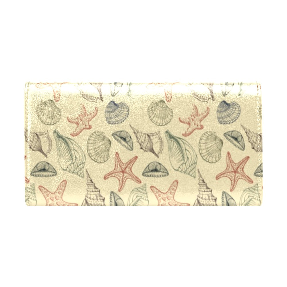 Seashell Print Design LKS305 Women's Trifold Wallet