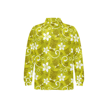 Hawaiian Themed Pattern Print Design H019 Long Sleeve Polo Shirt For Men's