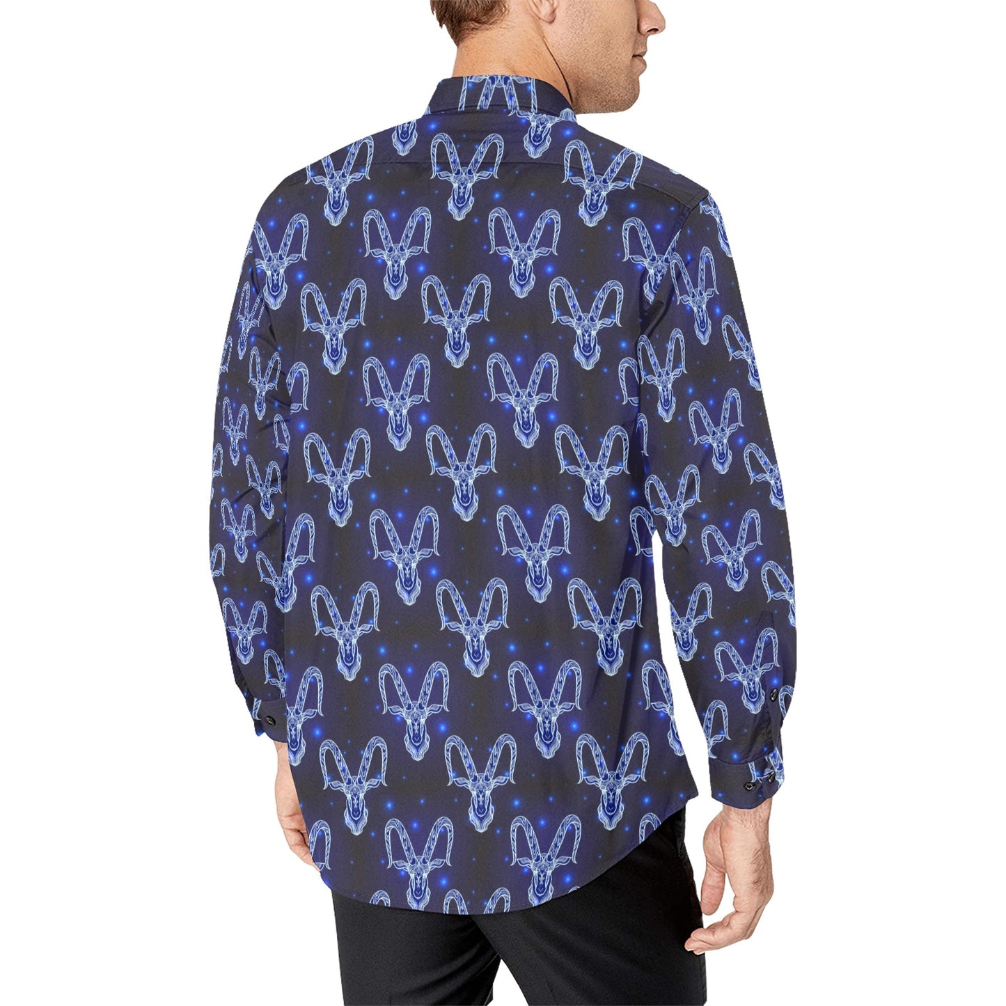 Goat Print Design LKS401 Men's Long Sleeve Dress Shirt
