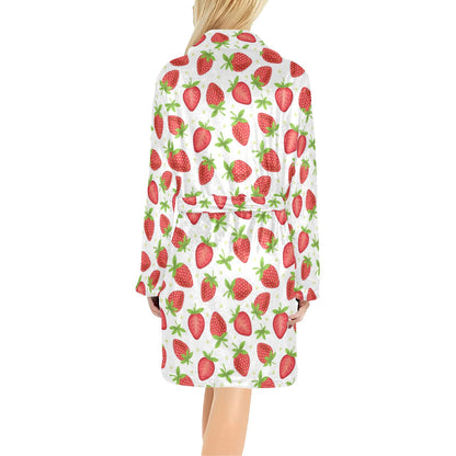 Strawberry Pattern Print Design SB07 Women's Fleece Robe