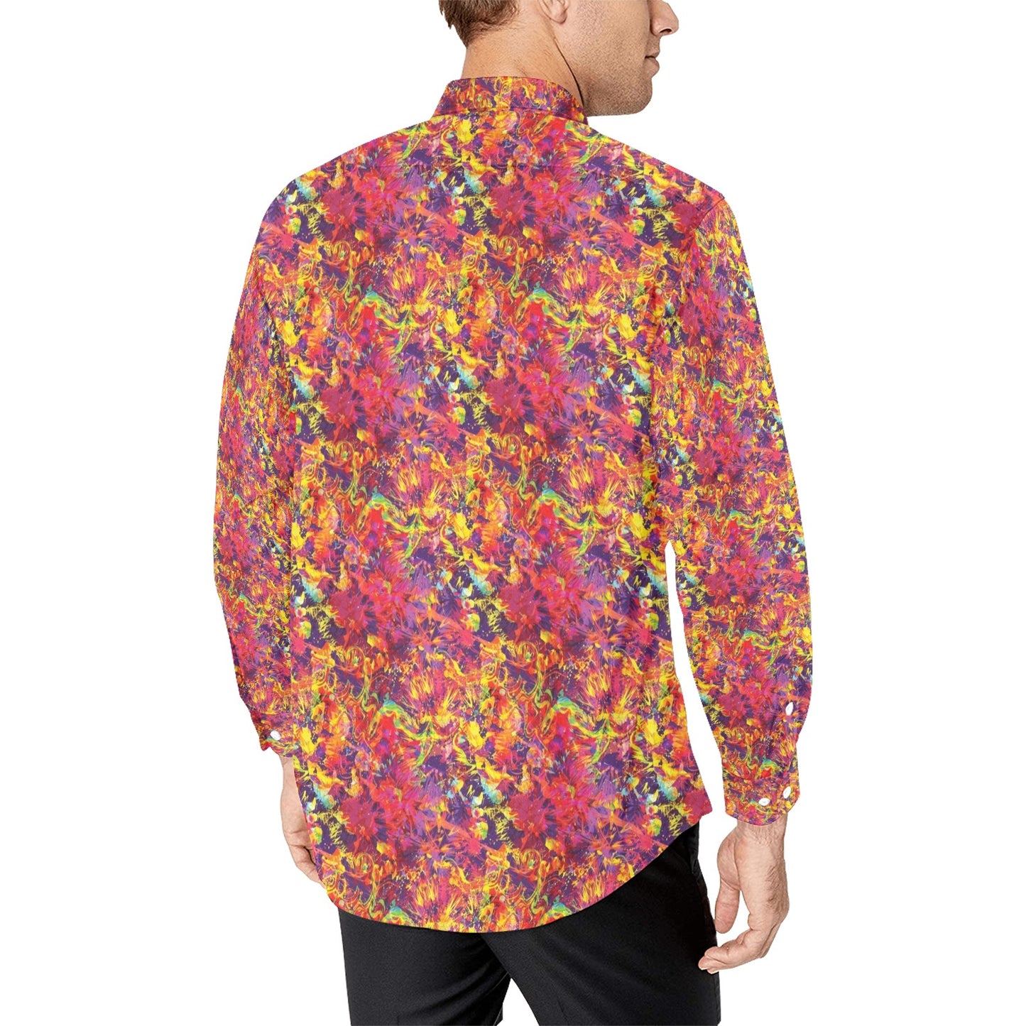 Splatter Print Design LKS303 Men's Long Sleeve Dress Shirt