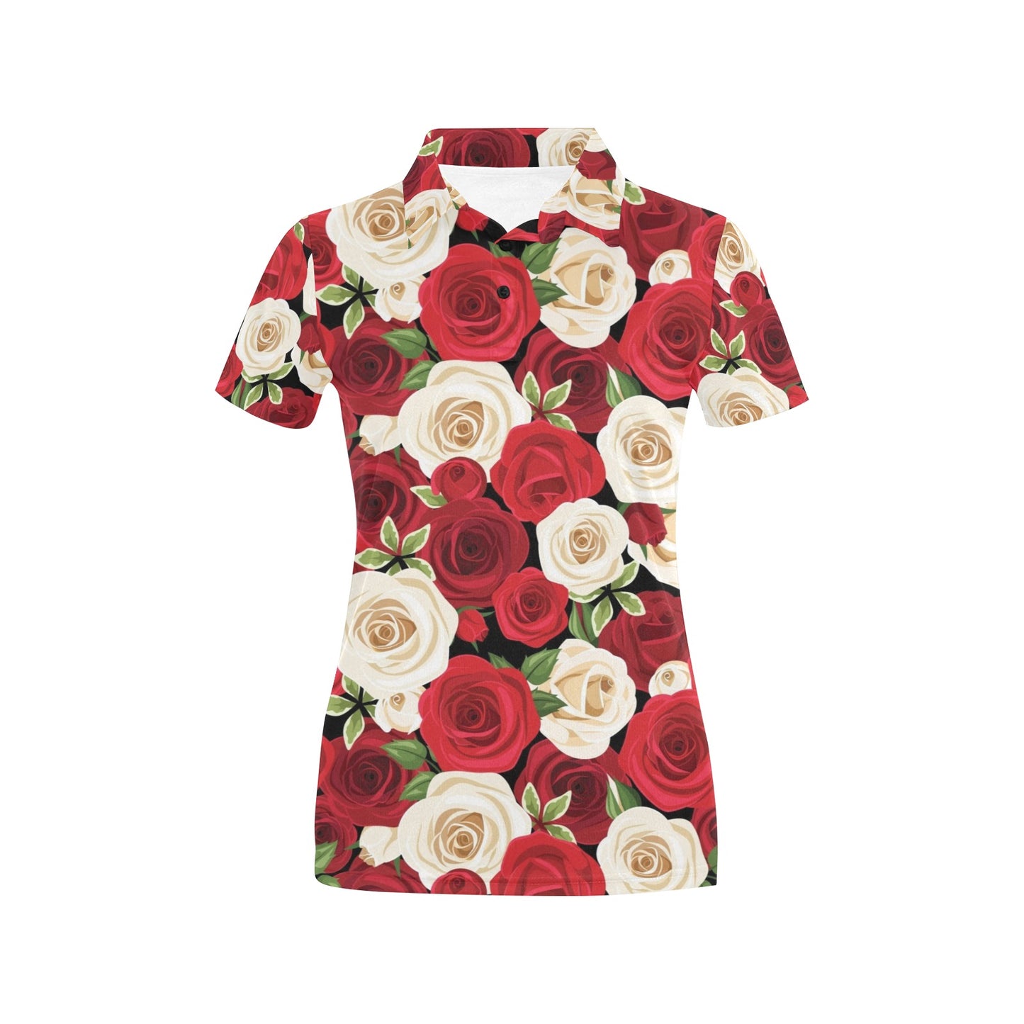 Rose Pattern Print Design RO06 Women's Polo Shirt