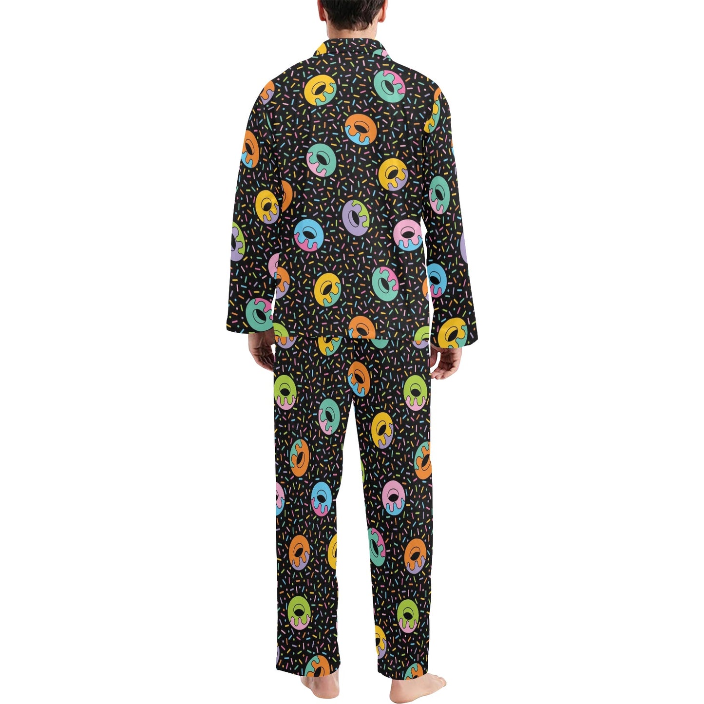 Donut Pattern Print Design DN012 Men's Long Pajama Set