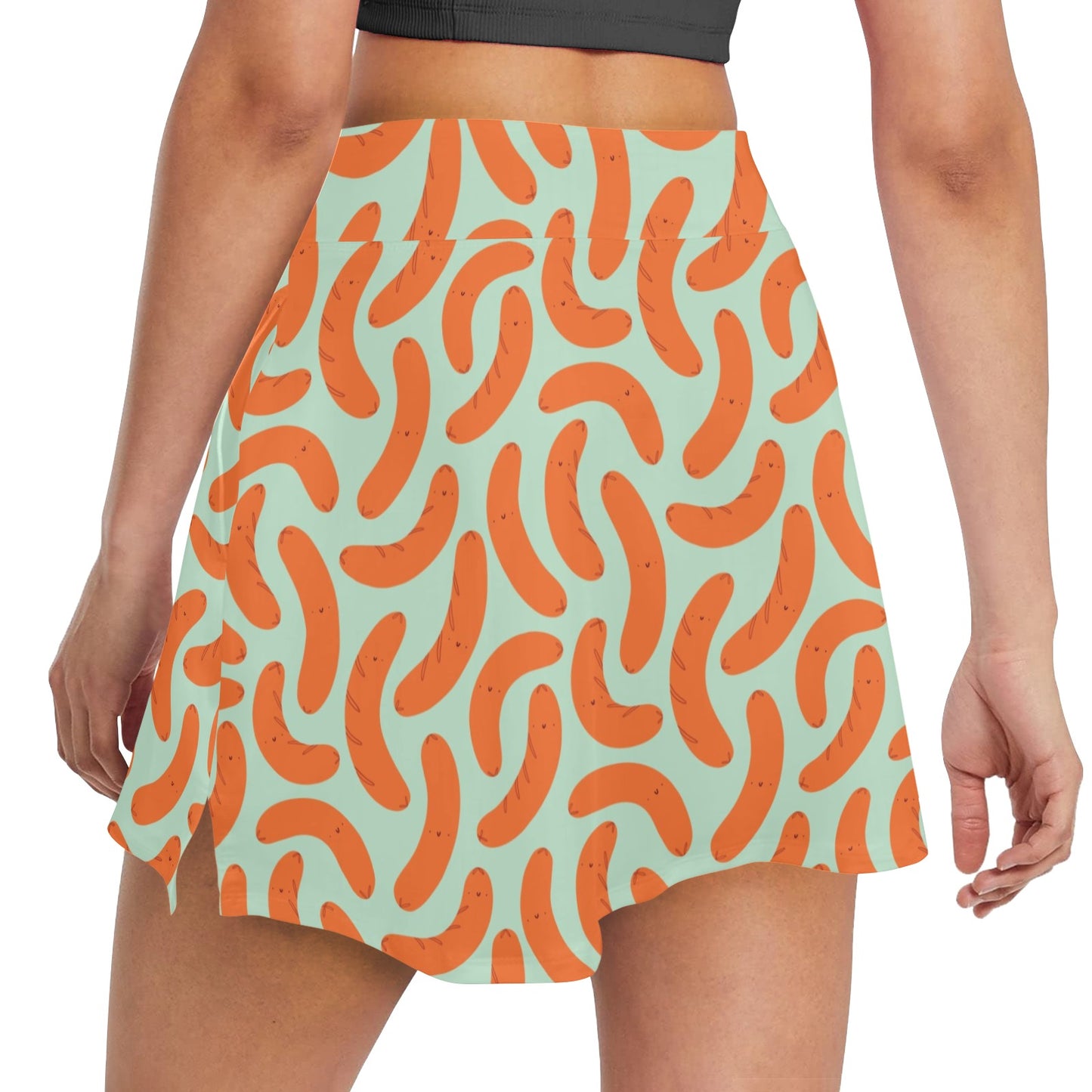 Sausage Print Design LKS304 Women's Golf Skirt with Pocket