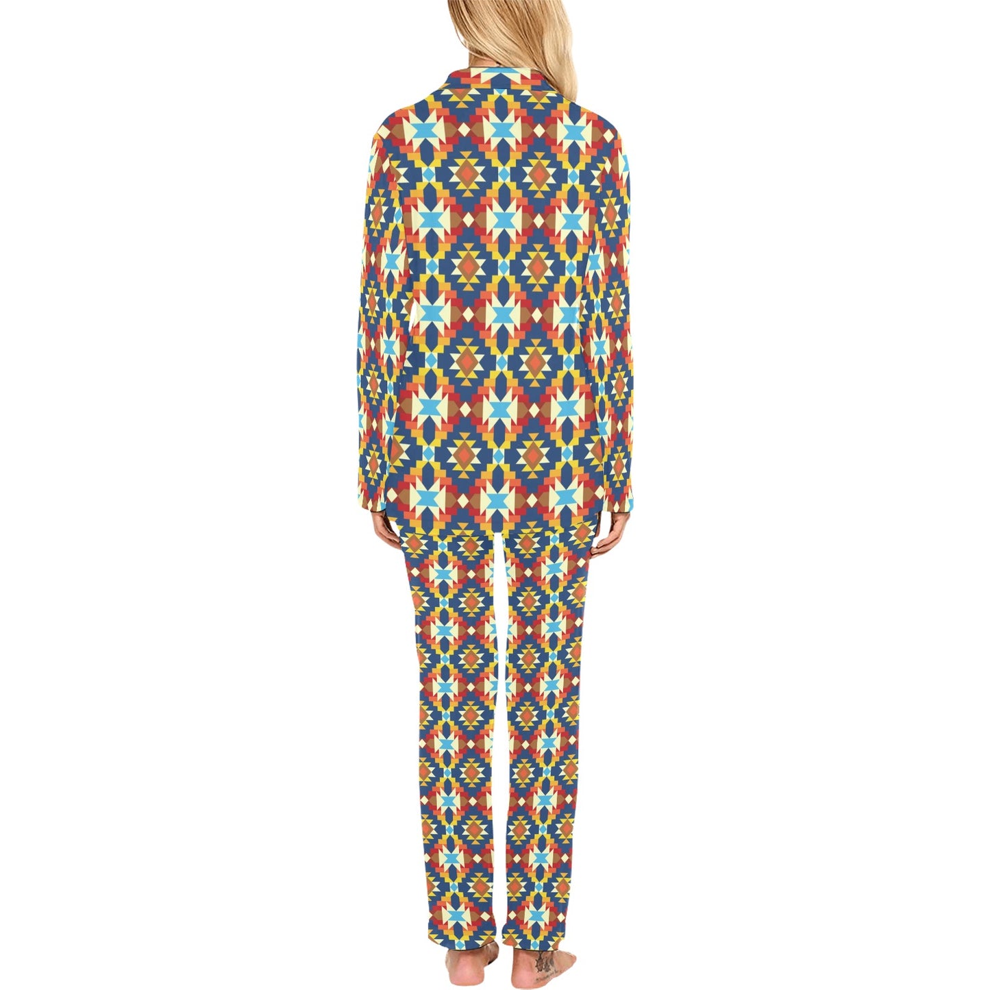 Aztec Pattern Print Design 01 Women's Long Pajama Set