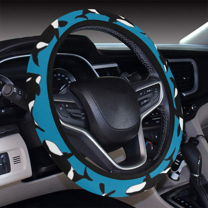 Whale Print Design LKS304 Steering Wheel Cover with Elastic Edge