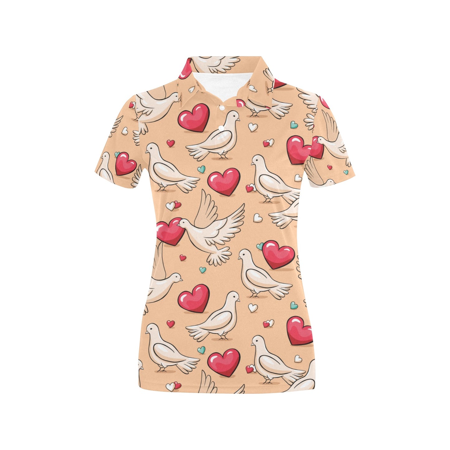 Pigeon Heart Pattern Print Design 04 Women's Polo Shirt