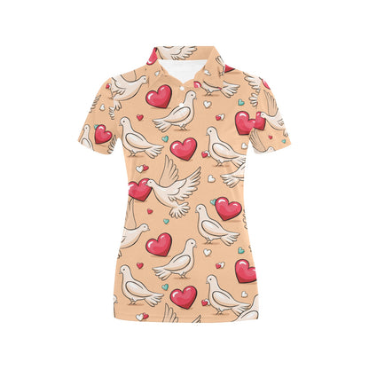 Pigeon Heart Pattern Print Design 04 Women's Polo Shirt