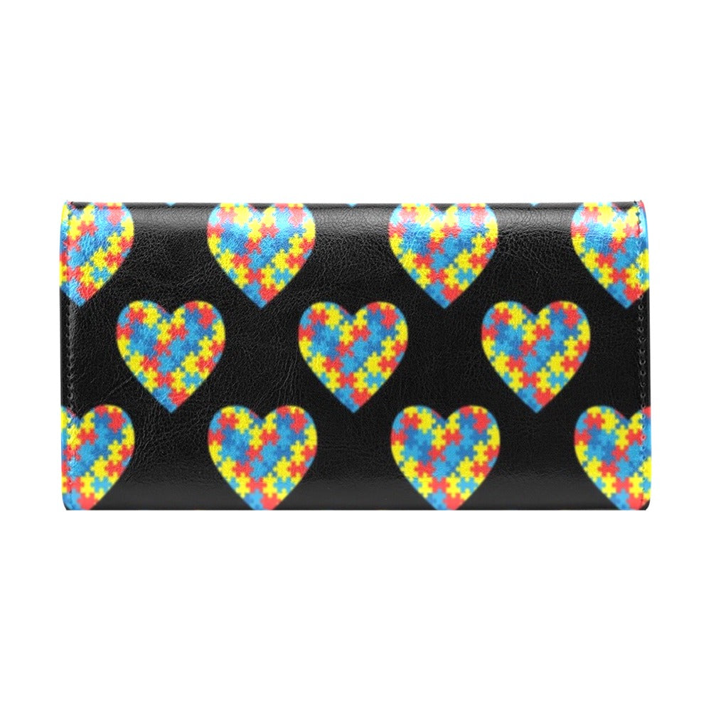 Autism Awareness Heart Design Print Women's Trifold Wallet
