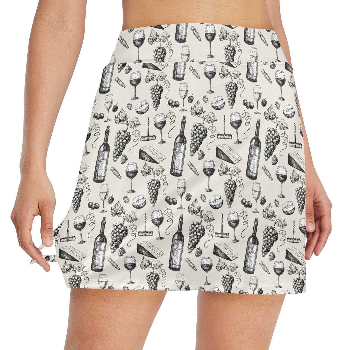 Wine Themed Print Design LKS306 17" Golf & Pickleball Skort with Pockets