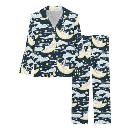 Rabbit Sleeping Pattern Print Design RB08 Women's Long Pajama Set