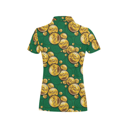 Bitcoin Pattern Print Design DO01 Women's Polo Shirt