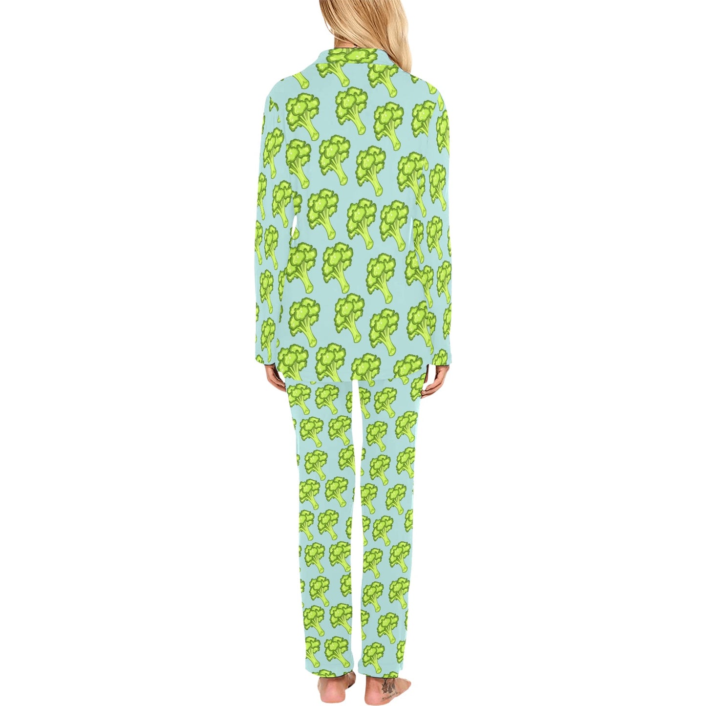 Broccoli Pattern Print Design 02 Women's Long Pajama Set