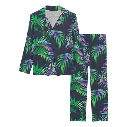 Palm Leaves Pattern Print Design PL04 Women's Long Pajama Set