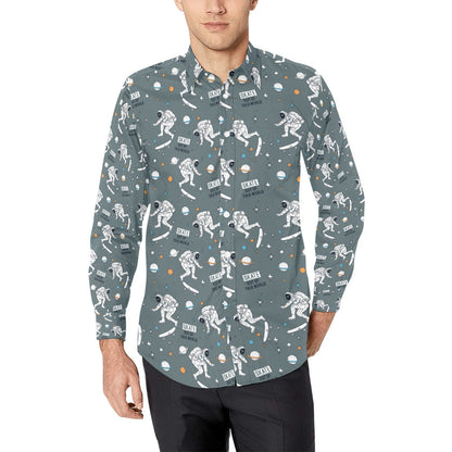 Skateboard Print Design LKS306 Men's Long Sleeve Dress Shirt