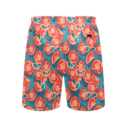 Tomato Print Design LKS301 Men's Swim Trunks Beach Shorts