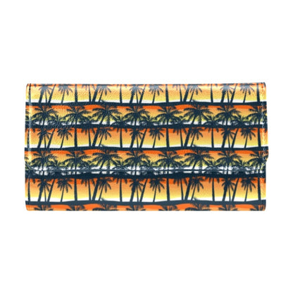 Palm Tree Sunset Design Print Women's Trifold Wallet