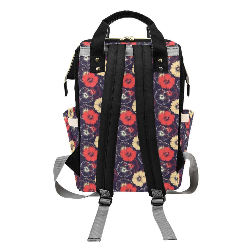 Tropical Flower Print Design LKS302 Diaper Bag Backpack